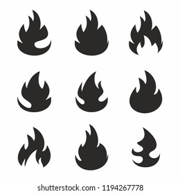 Fire flame icon set. Vector