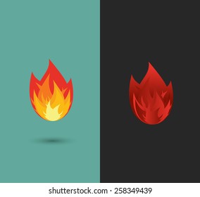Fire flame icon set in vector format