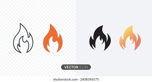 
Fire flame icon set.flame of various shapes,Red hot fire.Fire flame symbol.Fire flame icon isolated on white background. Vector illustration