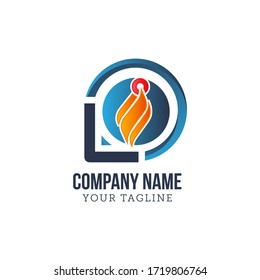 Fire flame icon in a shape of drop. Oil and gas industry logo design concept.