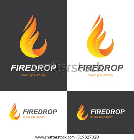 Fire flame icon in a shape of drop. Oil and gas industry logo design concept.