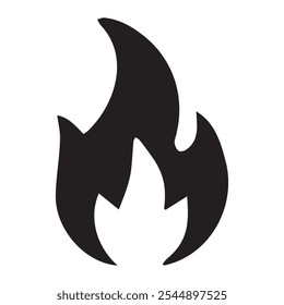 Fire Flame Icon, Simple flame icon representing fire and heat. Great for fire-related, energy, and warmth-themed designs.