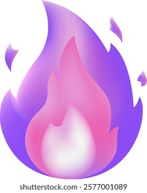 Fire flame icon symbol pink and purple gradient Abstract 3D Shapes Sticker