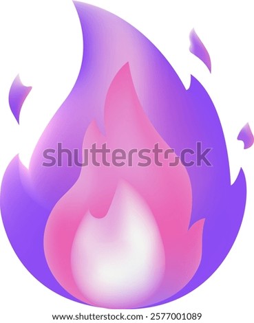 Fire flame icon symbol pink and purple gradient Abstract 3D Shapes Sticker