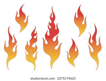 Fire flame. Fire icon Fire symbol set. Vector illustration. 