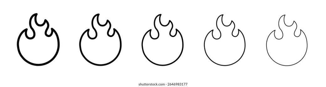Fire flame icon thin flat outline style vector sign