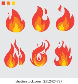 Feuer, Flammensymbol mit verschiedenen Formen