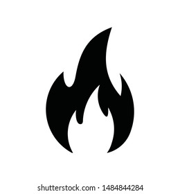 Fire Flame Icon Vector Design Template. Black icon isolated on white background. Fire flame silhouette. 