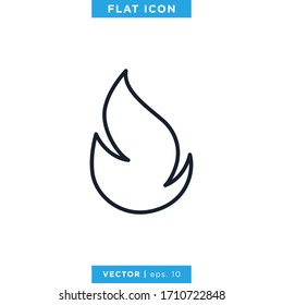 Fire Flame Icon Vector Design Template. Editable stroke