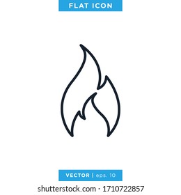 Fire Flame Icon Vector Design Template. Editable stroke