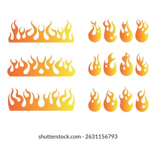 Fire flame icon vector design symbol. Set of fire icons. Flame design of different shapes.