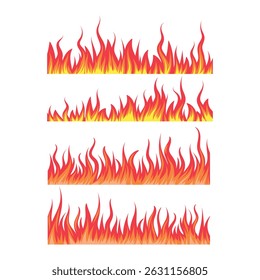 Fire flame icon vector design symbol. Set of fire icons. Flame design of different shapes.