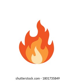 Fire flame icon vector illustration. Graphic warning red bonfire sign silhouette logo design template isolated on white background. Symbol of burn flash energy emoji.
