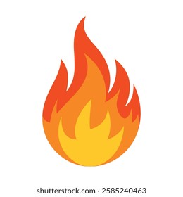 Fire flame icon vector illustration. Simple and bold flame design, ideal for hot, energy, or burning themed graphics.