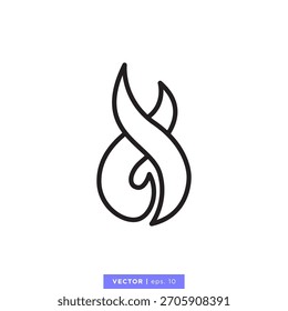 Design-Vorlage für Vektorgrafik-Symbol für Feuer-Flamme. Bearbeitbarer Strich.