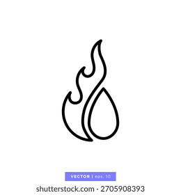 Design-Vorlage für Vektorgrafik-Symbol für Feuer-Flamme. Bearbeitbarer Strich.