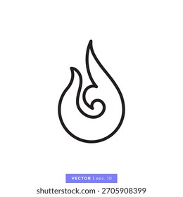 Design-Vorlage für Vektorgrafik-Symbol für Feuer-Flamme. Bearbeitbarer Strich.