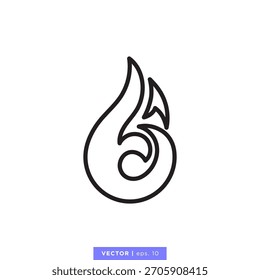 Design-Vorlage für Vektorgrafik-Symbol für Feuer-Flamme. Bearbeitbarer Strich.