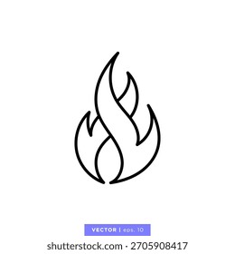 Design-Vorlage für Vektorgrafik-Symbol für Feuer-Flamme. Bearbeitbarer Strich.