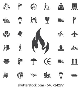 fire flame icon vector illustration. Set of Post delivery icons