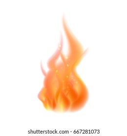 Fire flame icon. Vector illustration of burning fire isolated on white background