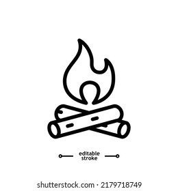 Fire flame icon vector, sign, symbol, logo, illustration, editable stroke, flat design style isolated on white linear