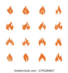 fire flame icon vector symbol isolated illustrations white background