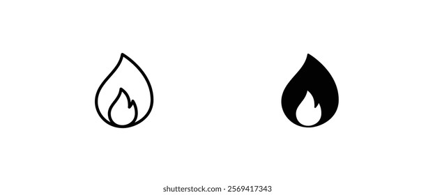 Fire flame icon vector template. Hot caution or spicy food. Vector logo symbol for oil, gas and energy concept flat design