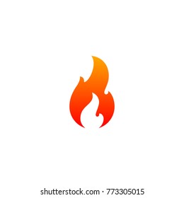 Fire flame icon vector template. Hot red orange fire flame for caution hot or spicy food. Vector logo symbol for oil, gas and energy concept flat design