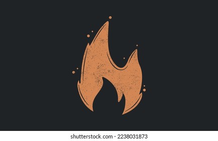 Fire flame icon. Vintage hipster fire flame logo, label, badge. Vector illustration