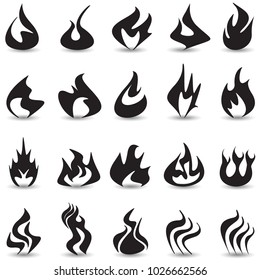 Fire flame icons set.