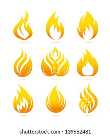 Fire and flame icons set