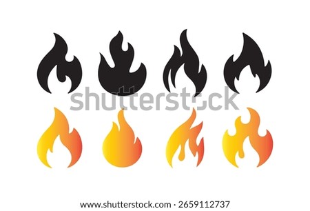 Fire flame icons set. flame icons. Bonfire icons, flaming elements. white background. Victor illustration eps10