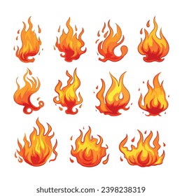 fire flame icons set isolated on white background