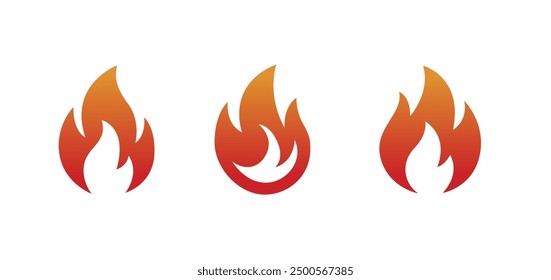 Fire flame icons set. Modern vector icon design.