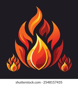 Conjunto de iconos de llama de fuego. Diseño moderno del icono del Vector.