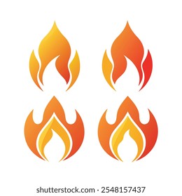 Fire flame icons set. Modern vector icon design.