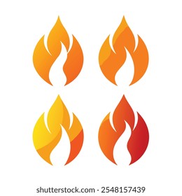 Fire flame icons set. Modern vector icon design.