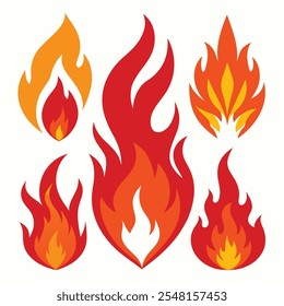 Fire flame icons set. Modern vector icon design.