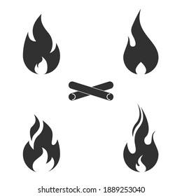 Fire and flame icons set vector.