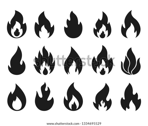 炎のアイコン 焚き火のシルエットシンボル 熱いチリソース 焚き火の形 火と炎のロゴのベクター画像セット のベクター画像素材 ロイヤリティフリー