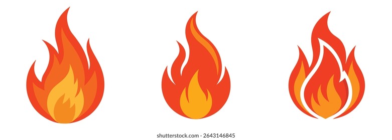 Fire flame Icons Vector Illustration