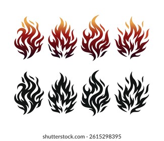 Fire flame ignite collection set vector clip art element isolated decorate design editable