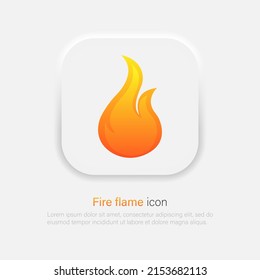 Fire, flame. Ignite gradient icon in trendy neumorphism style. Vector EPS 10