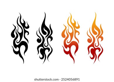 Fire flame ignite set vector clip art element isolated design editable