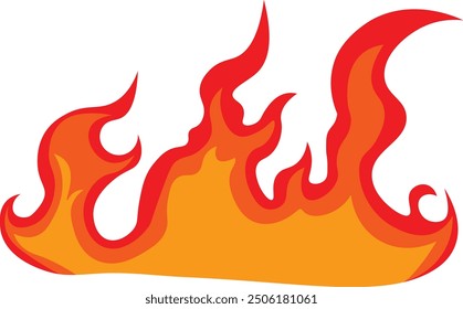 Fire Flame Illustration on White Background. Isolated Vector Graphic with Cartoon Design 