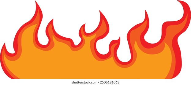 Ilustración de llama de fuego sobre fondo blanco. Vector aislado gráfico con diseño de dibujos animados 