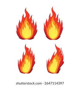 Fire flame illustration on whtie background vol 01