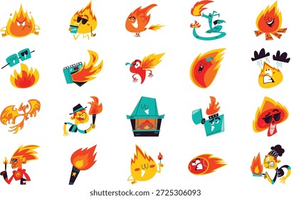 Fire And Flame Illustrations Vector Illustration. Illustration symbol design template for web mobile UI element.