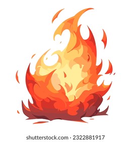 Fire flame isolated. Cartoon campfire vector illustration